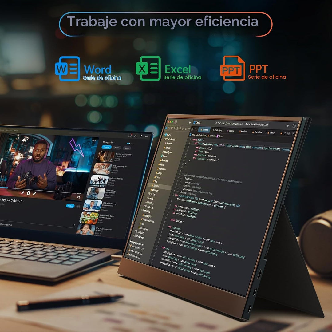 ForHelp True 4K Monitor portátil \u2013 15.6 pulgadas UHD 3840 × 21...