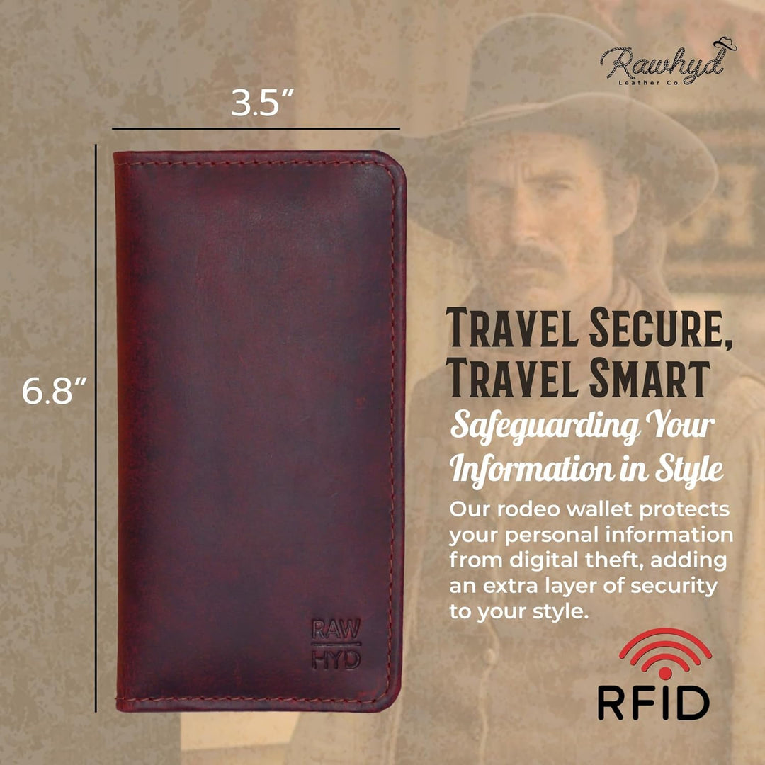 RAW HYD - Cartera larga de cuero para hombres | Funda de chequera d...
