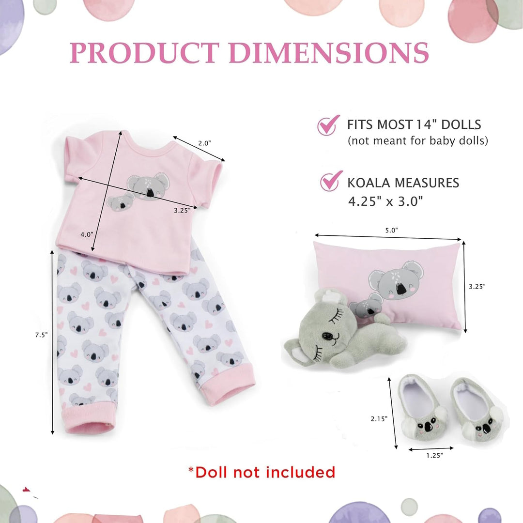 Emily Rose Ropa de muñeca de 14 pulgadas, 5 piezas de pijama de koa...