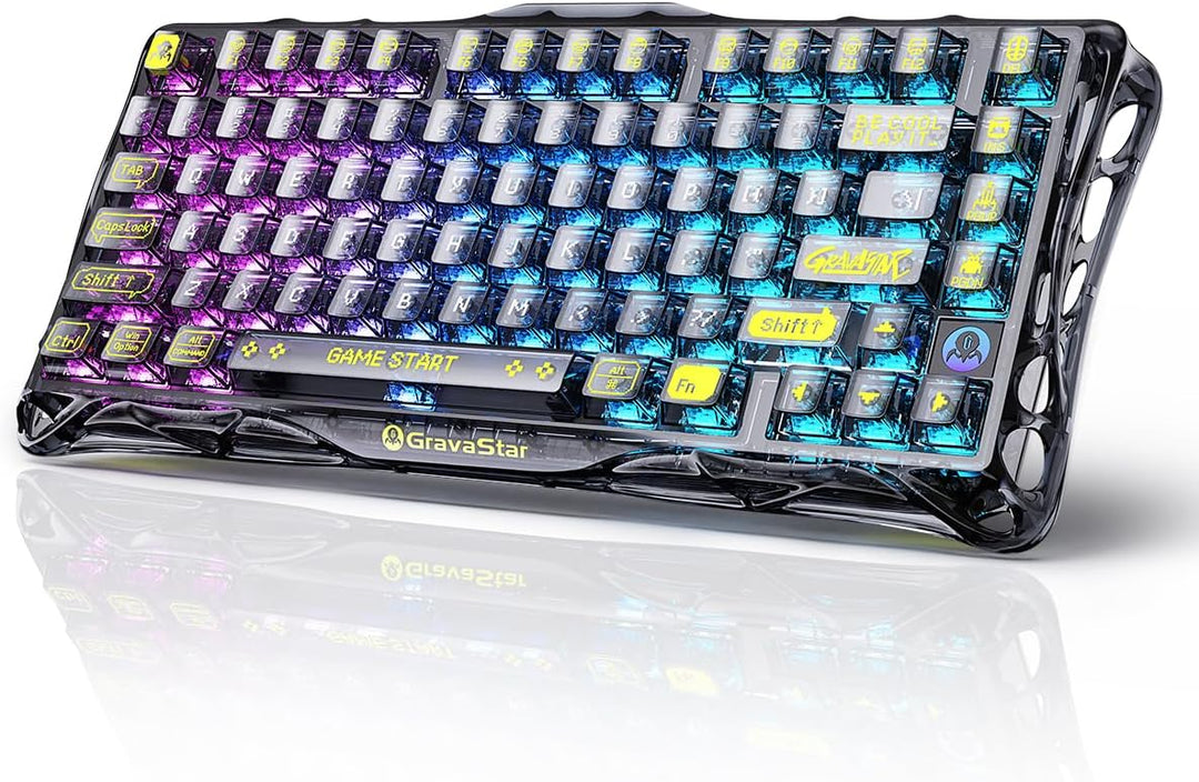 GravaStar Mercury K1 Lite 75% Gaming Keyboard, 2.4GHz\/BT\/Wired Tr...