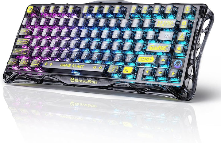 GravaStar Mercury K1 Lite 75% Gaming Keyboard, 2.4GHz\/BT\/Wired Tr...