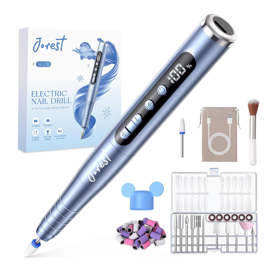 JOREST Kit de taladro eléctrico para uñas, lima de uñas recargable...
