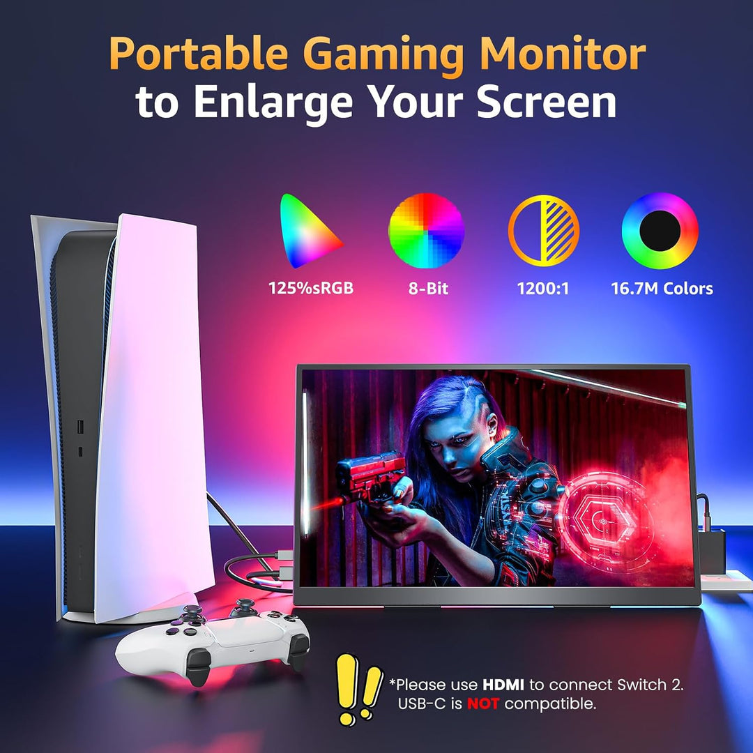 Upperizon Monitor portátil de 18.5 pulgadas FHD 125% sRGB 100Hz IPS...