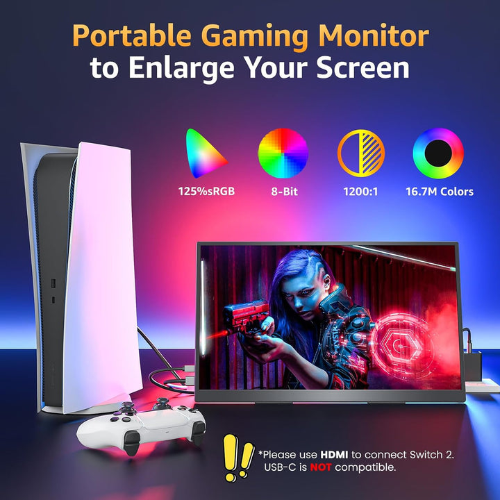 Upperizon Monitor portátil de 18.5 pulgadas FHD 125% sRGB 100Hz IPS...