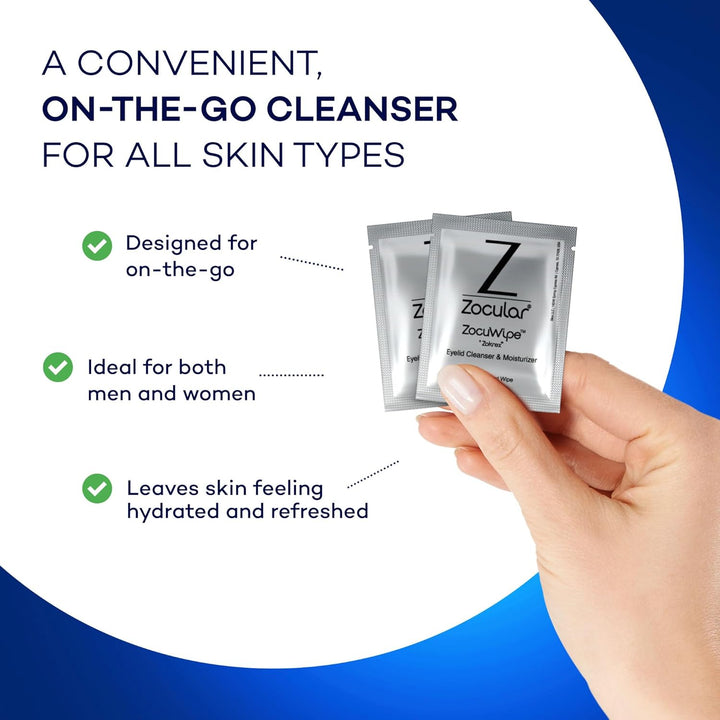 Zocular ZocuWipe Toallitas limpiadoras de párpados con complejo nat...