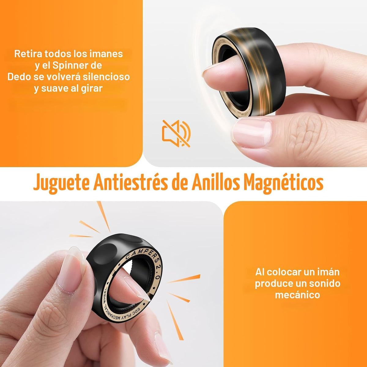 Anillo giratorio magnético mejorado para aliviar el estrés