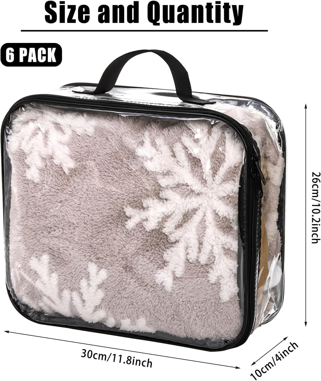 Fasmov Paquete de 6 cubos grandes de embalaje de viaje transparentes, organizador de PVC transparente, bolsas de almacenamiento de vinilo con cremallera, bolsa multiusos con asa para pantalones de maleta, cachemira, suéteres, camisas, almacenamiento de