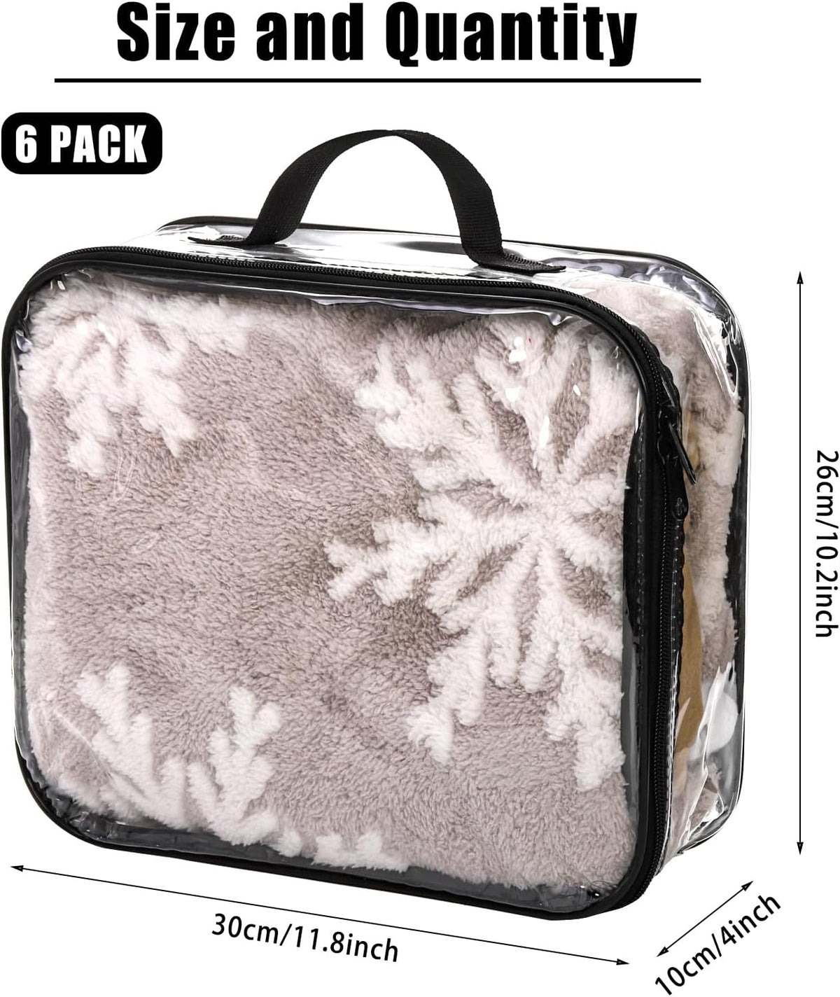 Fasmov Paquete de 6 cubos grandes de embalaje de viaje transparentes, organizador de PVC transparente, bolsas de almacenamiento de vinilo con cremallera, bolsa multiusos con asa para pantalones de maleta, cachemira, suéteres, camisas, almacenamiento de