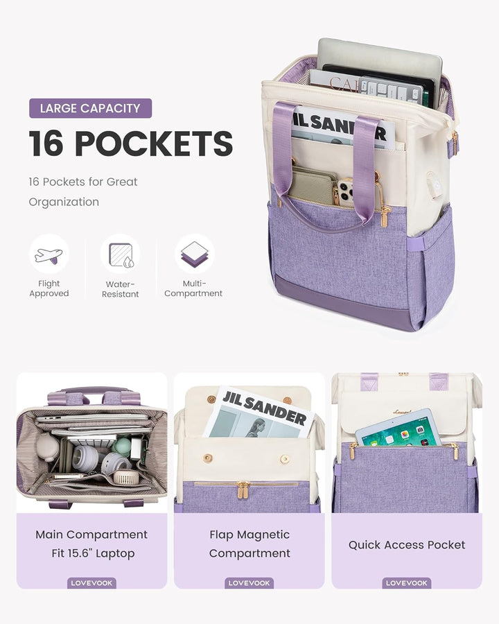 LOVEVOOK Mochila para laptop para mujer, mochila de trabajo convert...
