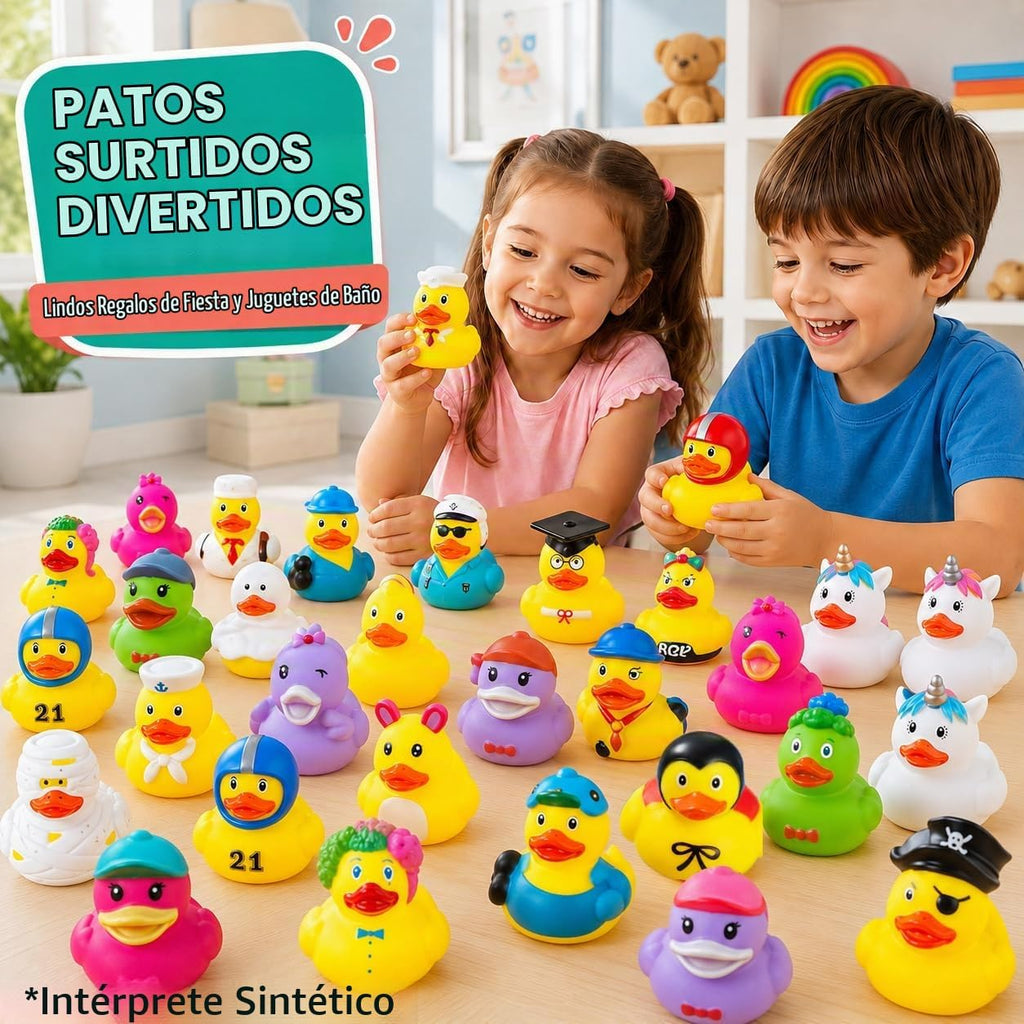 100Pcs Patitos de Goma, Mix Aleatorio en Lote de Patitos de 2 Pulgadas Mini Patitos de Goma para Bañera de Niños, Juguetes de Baño para Niños, Regalos de Cumpleaños, Utensilios para Fiesta