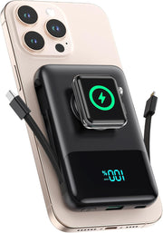 Cargador portátil magnético para iPhone con cable incorporado, banc...