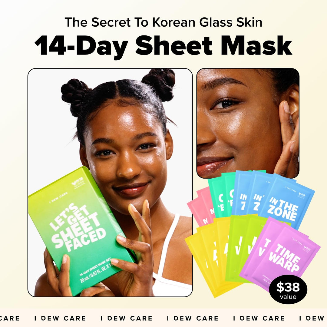 I DEW CARE Let's Get Sheet Faced máscaras faciales, 14 días de...