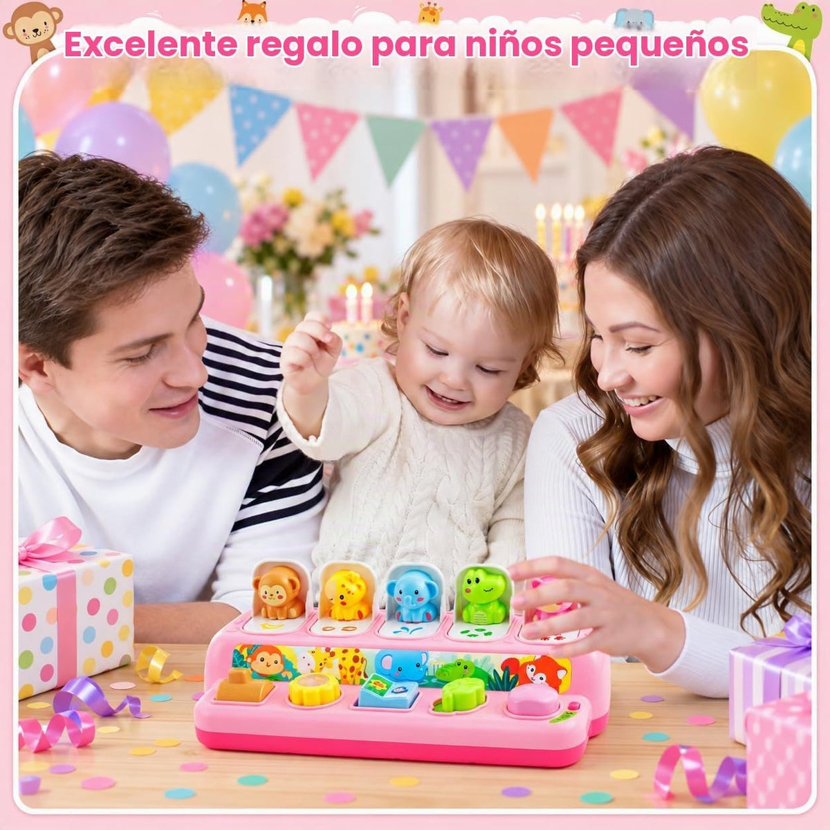 Juguetes para niñas de 1 año, juguete interactivo emergente con música y luz, juguetes de aprendizaje Montessori para bebés y niños pequeños de 9-12-18 meses, primeros regalos de cumpleaños