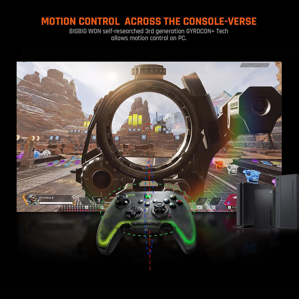 BIGBIG WON Controlador Inalámbrico, Rainbow 2 Pro Controladores para PC con Movimiento de Apuntado, Disparadores Hall, Joystick ALPS, Botón Personalizado, Audio de 3.5 mm para PC Windows/Android/iOS/Switch