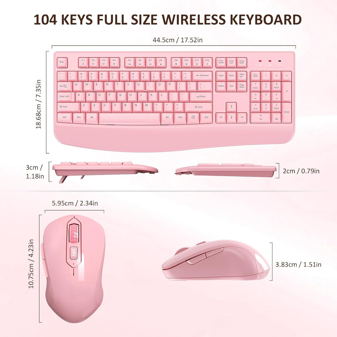 EDJO - Combo de teclado y mouse inalámbricos, teclado ergonómico de...