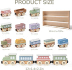 Juego de tren de madera para niños pequeños, 12 vagones magnéticos Montessori con caja de regalo de almacenamiento, compatible con las principales marcas, juguete de bloques apilables de madera para