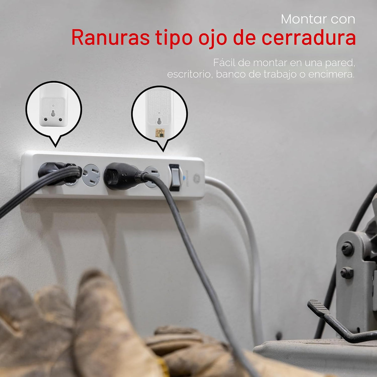 GE Protector contra sobretensiones, regleta 2 unidades, extensión de 6 ft