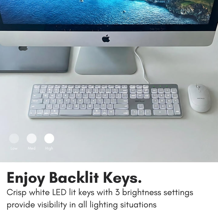 Teclado con luz LED Macally con cable para Mac | Teclado Apple comp...
