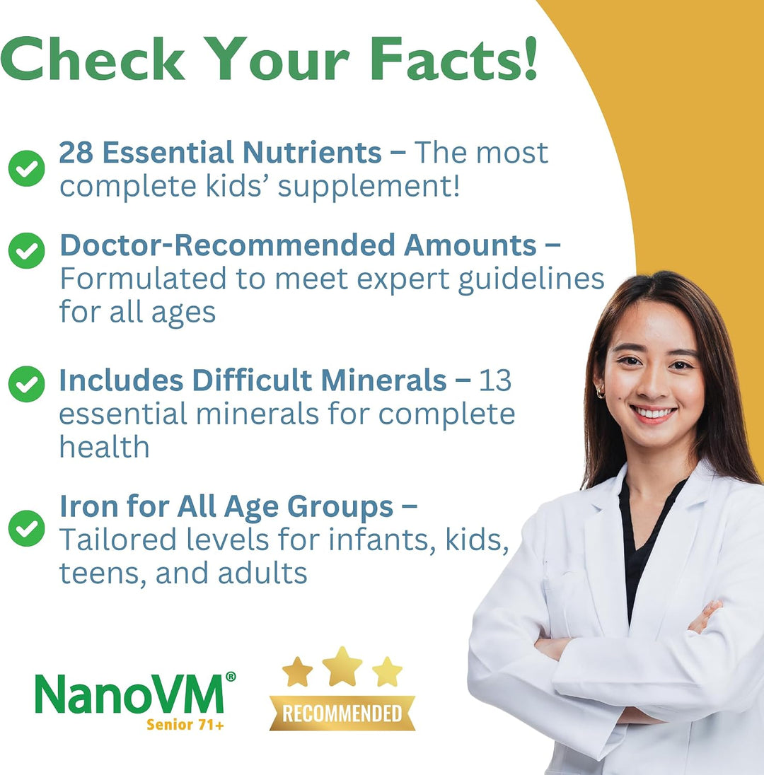 NanoVM Senior 71+, suplementos vitamínicos sin alérgenos, polvo mul...