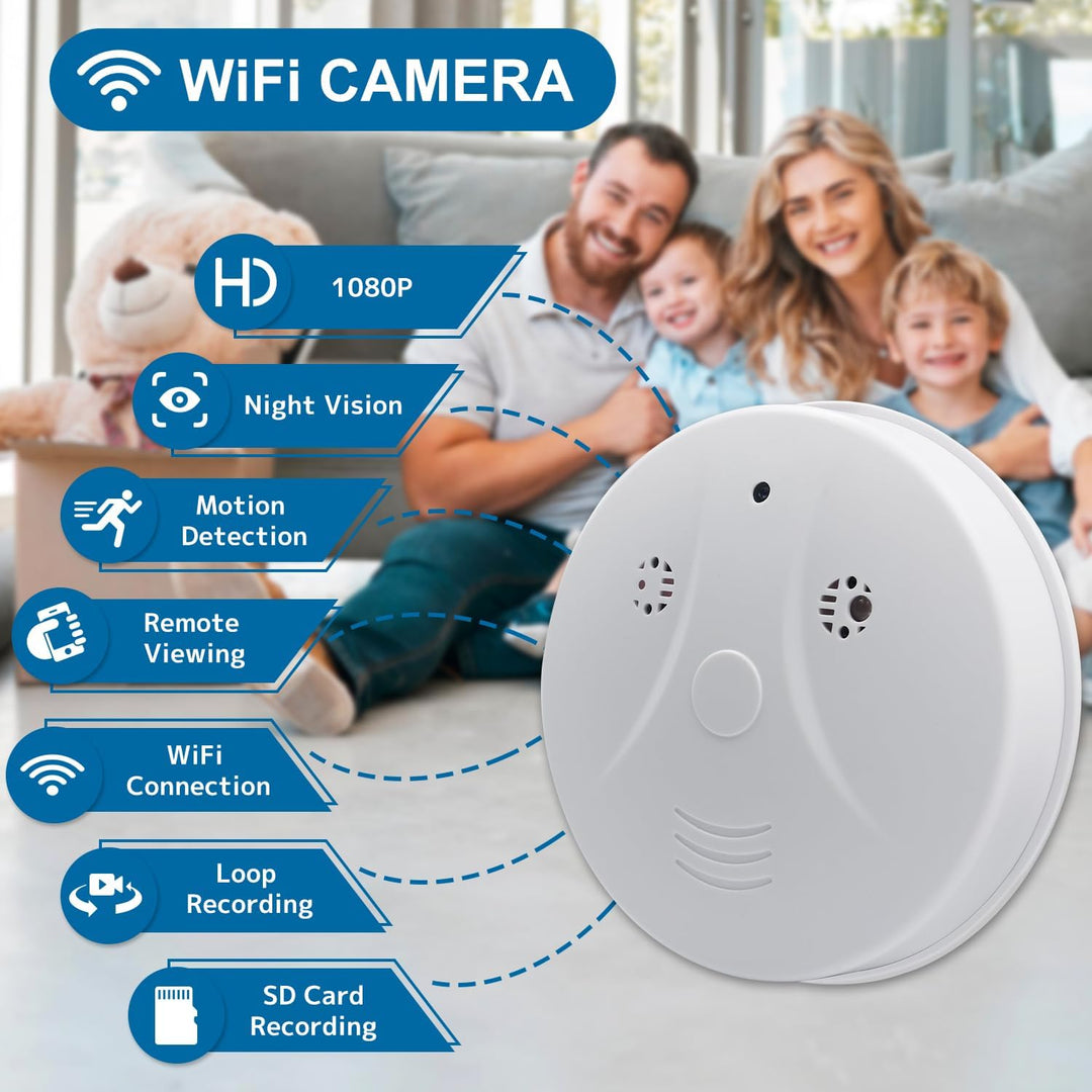eovas Cámara de seguridad Smoke The Detector Cámara 1080P