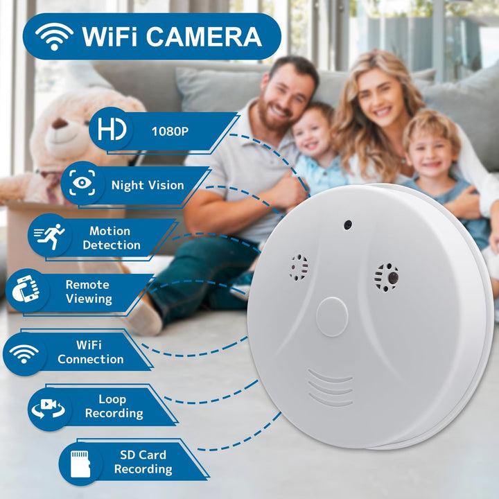 eovas Cámara de seguridad Smoke The Detector Cámara 1080P