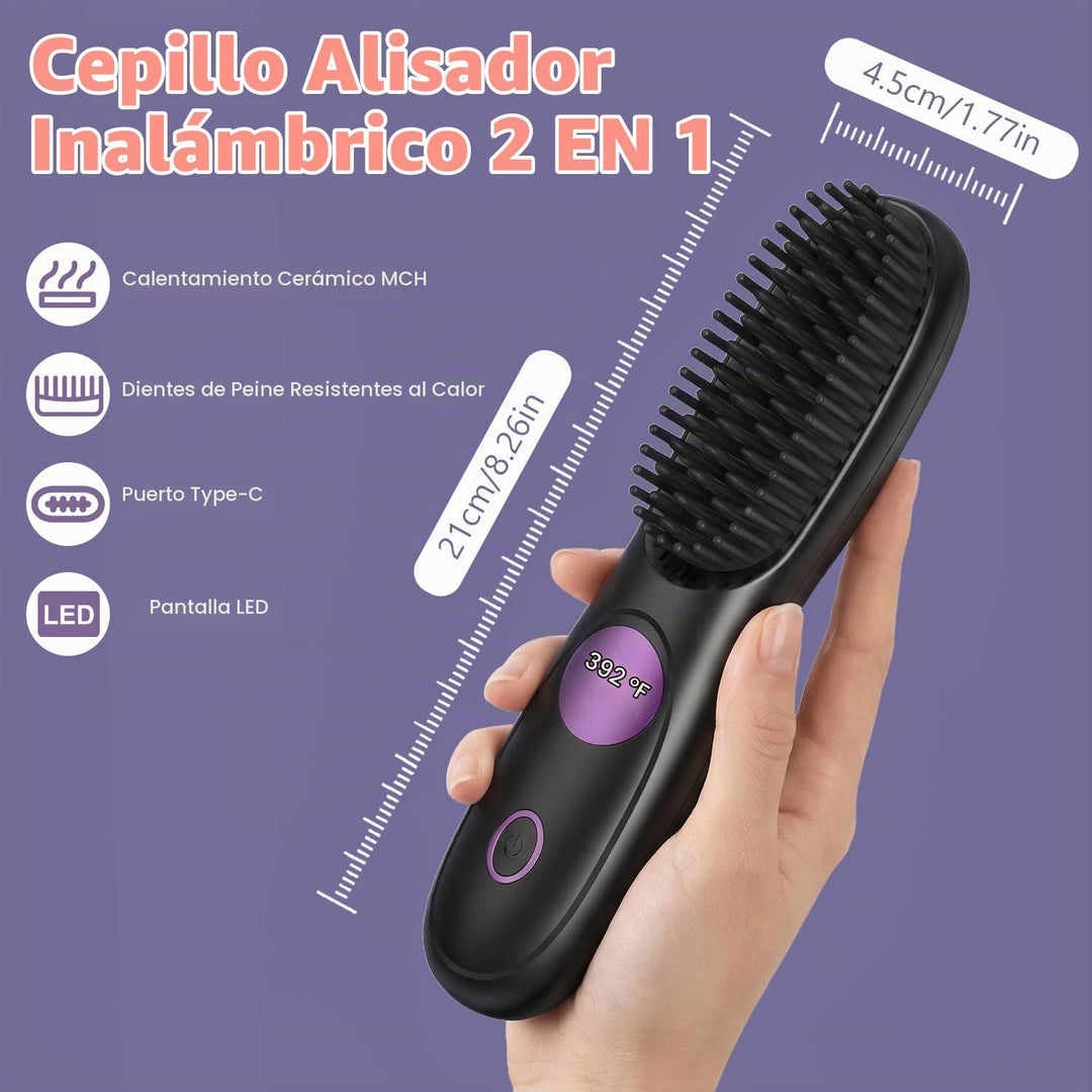 Cepillo alisador de pelo, mini cepillo para alisar el cabello portá...