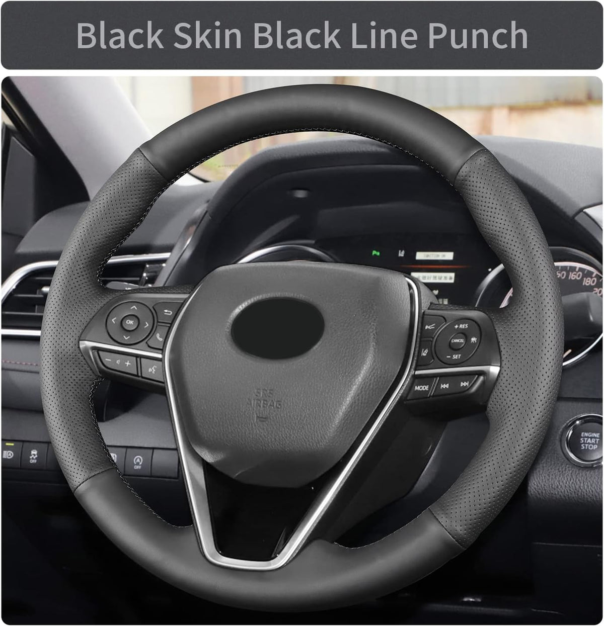 Funda de Volante Cosida a Mano, Compatible con Toyota RAV4 SUV 2019-2024 / Avalon 2019-2022 / Camry 2018-2024 / Corolla 2020-2025, Funda de Volante de Microfibra de Cuero con Envoltura