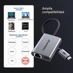 Cable Matters Adaptador USB C a Ethernet de 2,5 Gb con carga de 140 W