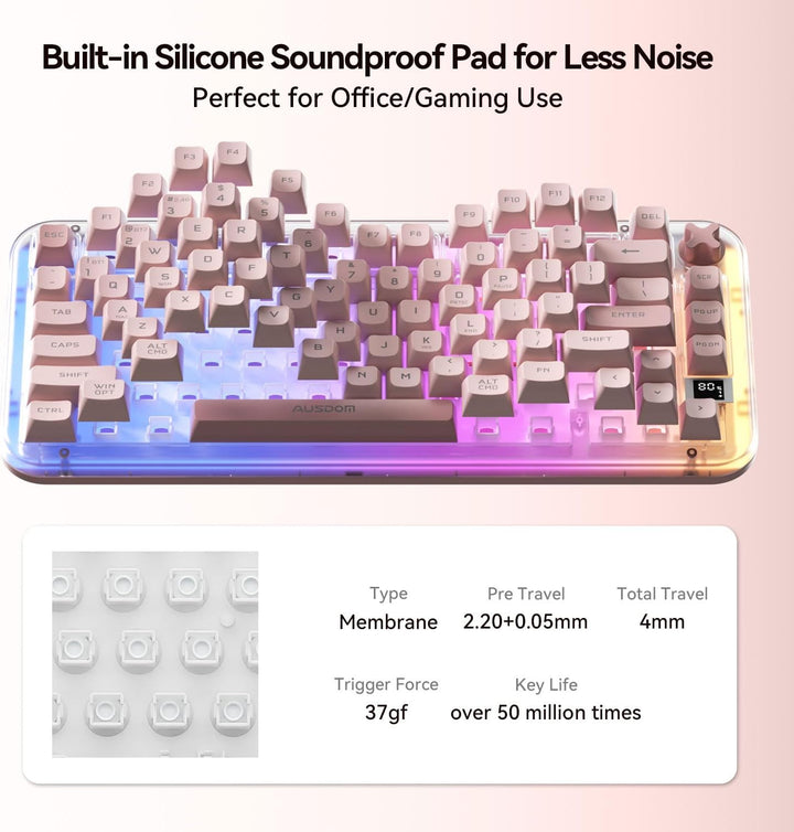 AUSDOM K75pro - Teclado cremoso inalámbrico para juegos, teclado de...