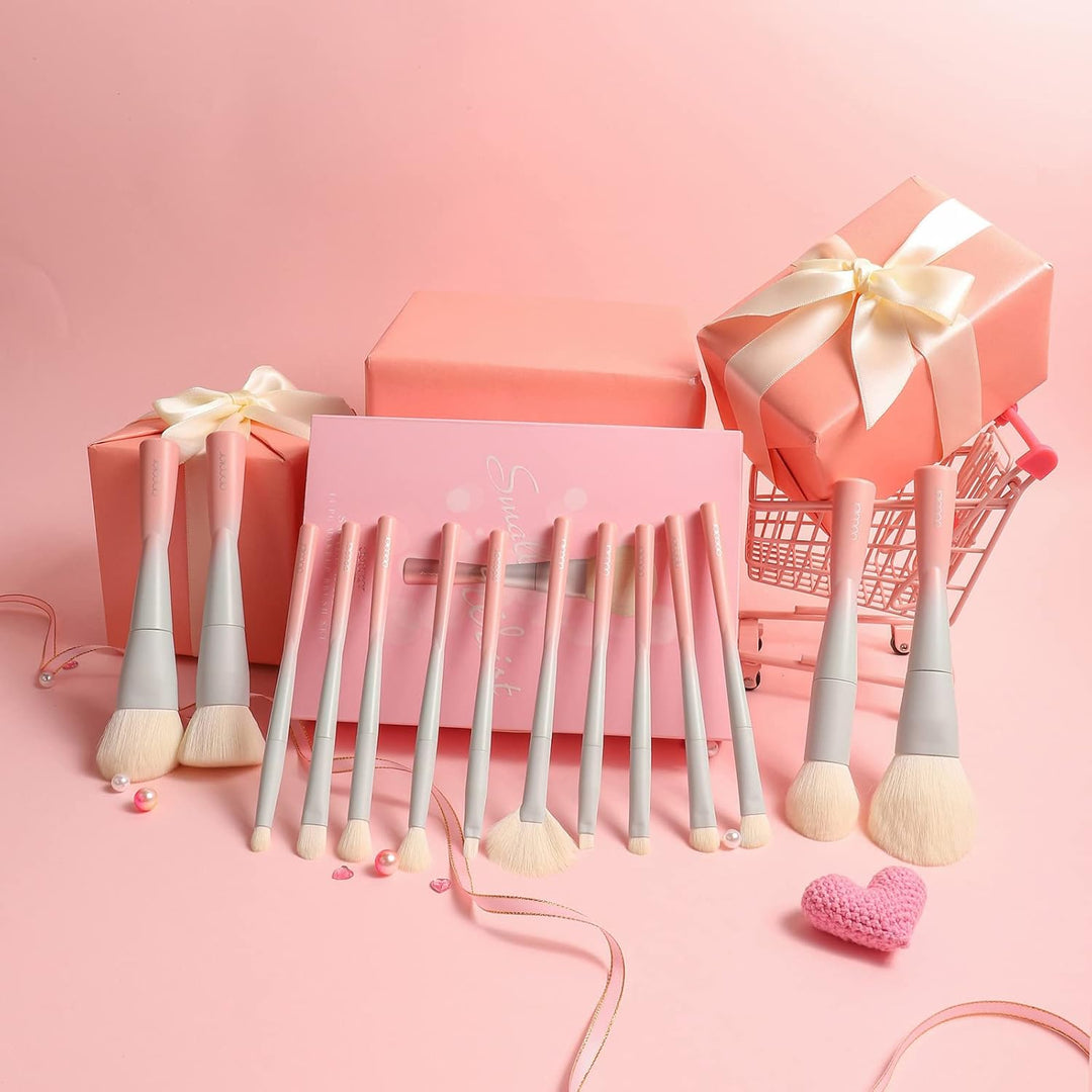 Docolor Juego de 14 brochas de maquillaje sintéticas de alta calida...