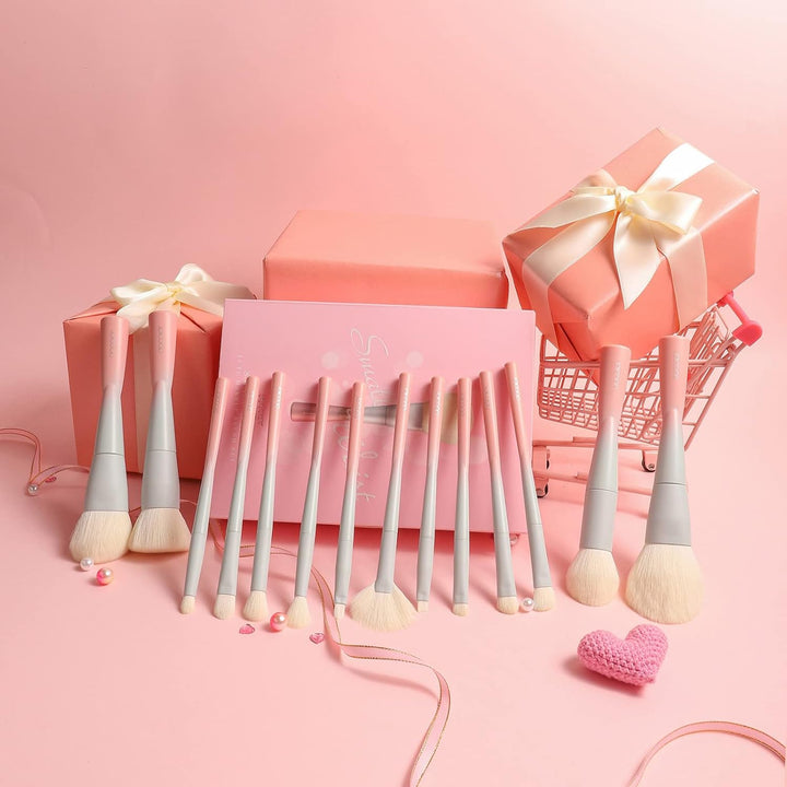 Docolor Juego de 14 brochas de maquillaje sintéticas de alta calida...