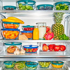 Anyday Juego de 2 recipientes de almacenamiento de alimentos de vidrio (2 tazas) con tapas de vidrio, juego de preparación de comidas sin plástico | Juego de recipientes de almacenamiento herméticos