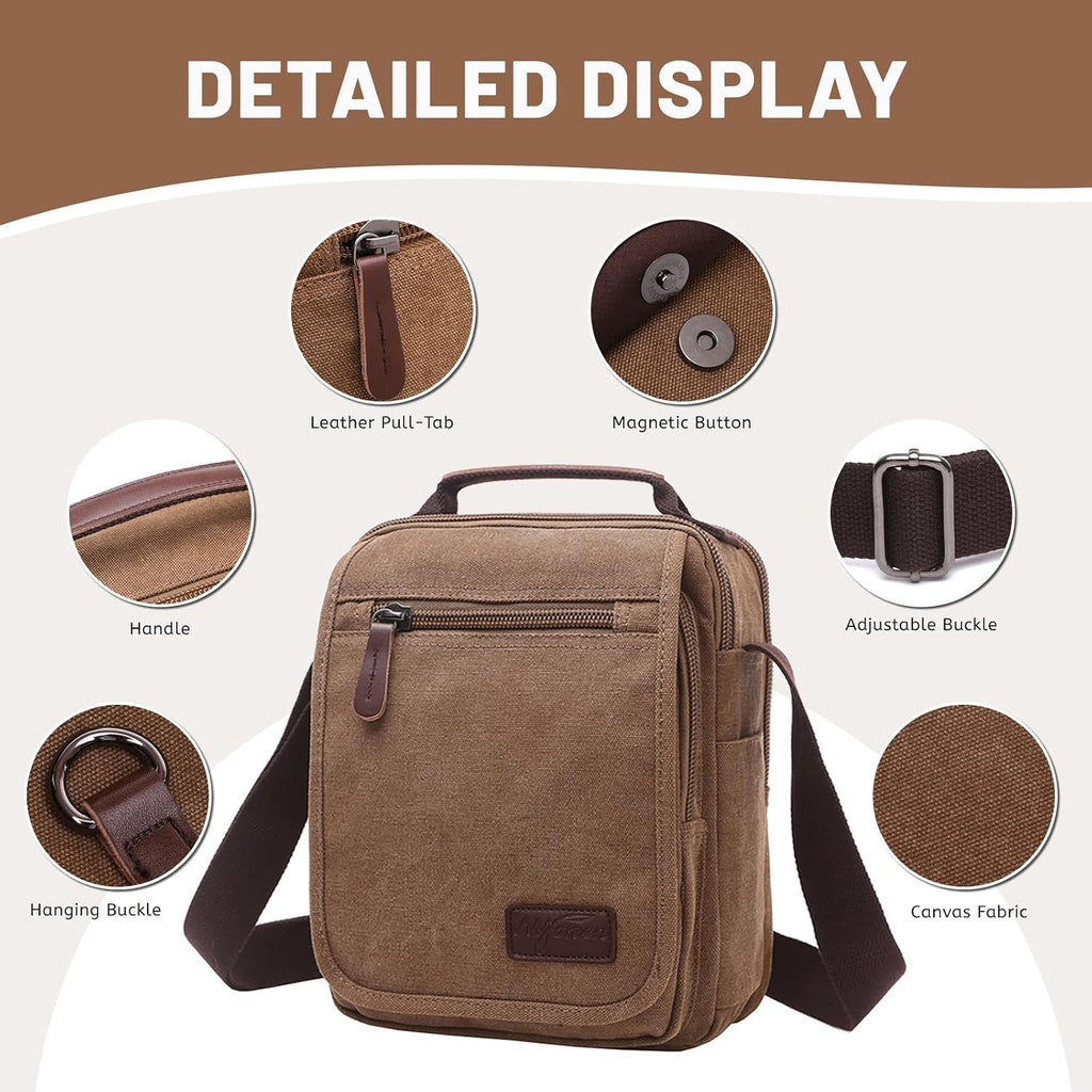mygreen Bolso pequeño de hombro cruzado de lona para mensajero Bolso de trabajo