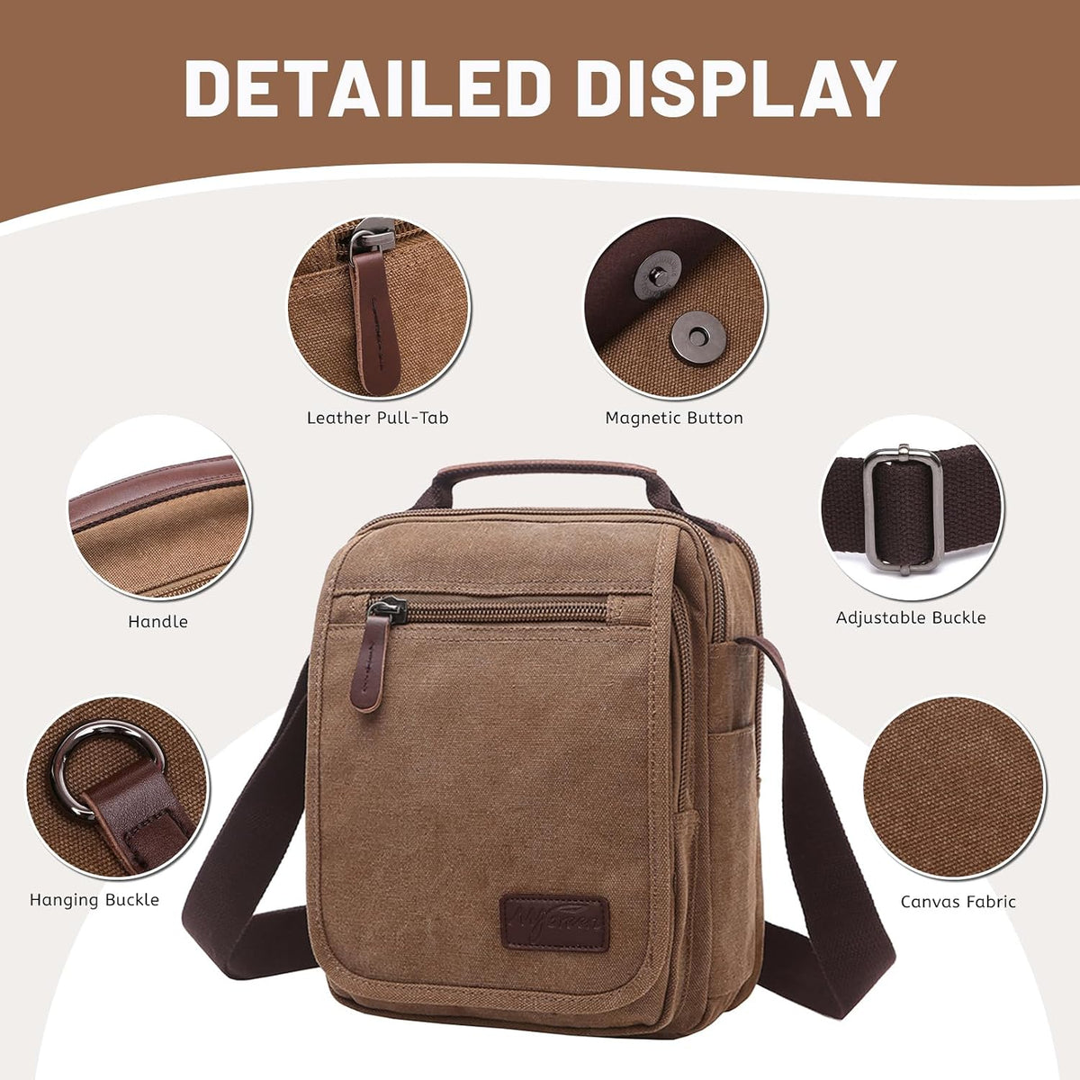 mygreen Bolso pequeño de hombro cruzado de lona para mensajero Bolso de trabajo