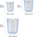 1 taza de medir de silicón para exprimir y verter, con patrón Stay-Cool, de la marca Oxo Good Grips, Juego de 3 piezas, Azul