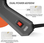 Pistola de pegamento caliente de tamaño completo con potencia dual 60/100 W y 21 barras de pegamento caliente (7/16"), pistola de pegamento industrial de calentamiento rápido y alta resistencia