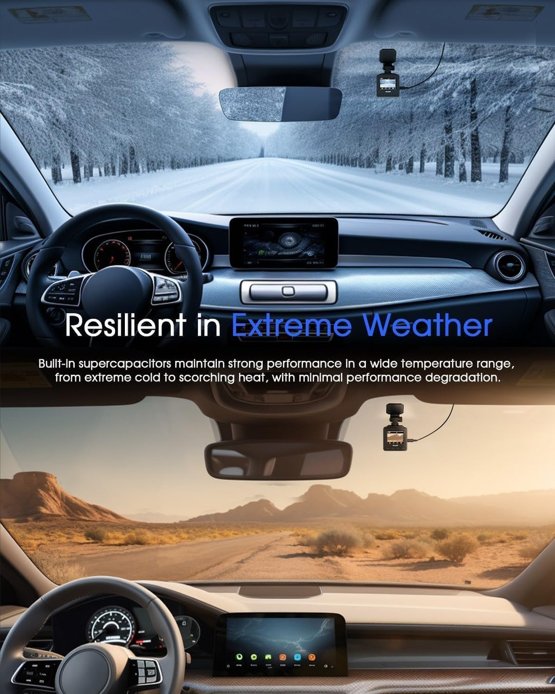 Dash Cam WiFi 2K cámara de coche con aplicación GPS