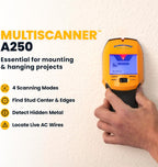 Zircon® MultiScanner™ A250 Buscador de pernos para detección de madera, metales y cables vivos