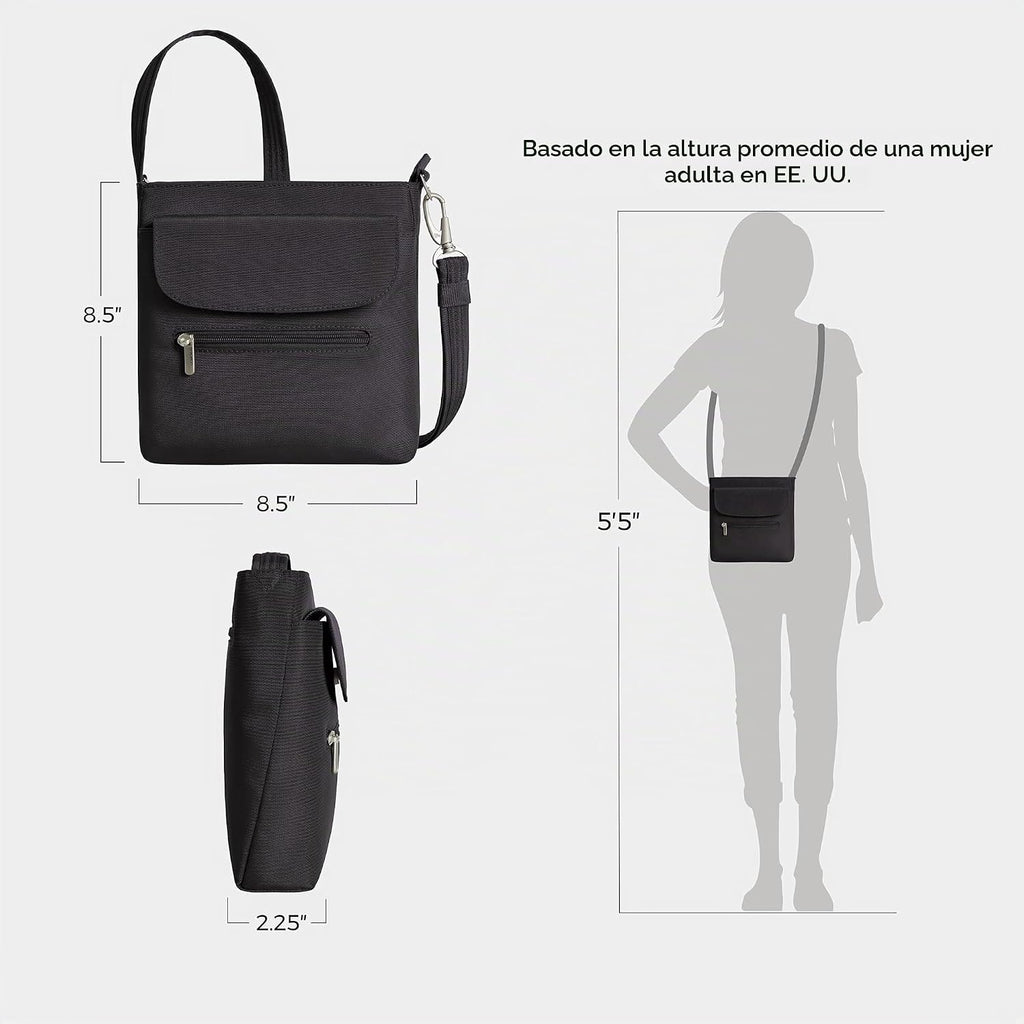 Travelon - Mini bolsa clásica de hombro antirrobo