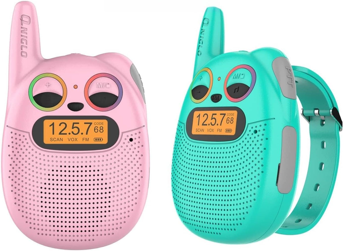Qniglo Walkie Talkies para niños recargables paquete de 2 juguetes para