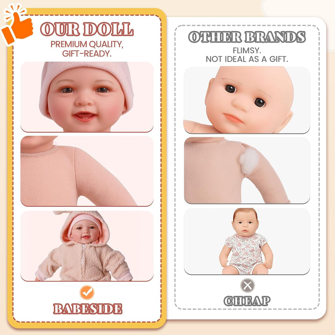 BABESIDE Muñeca de bebé suave de 15 pulgadas con juego de alimentac...