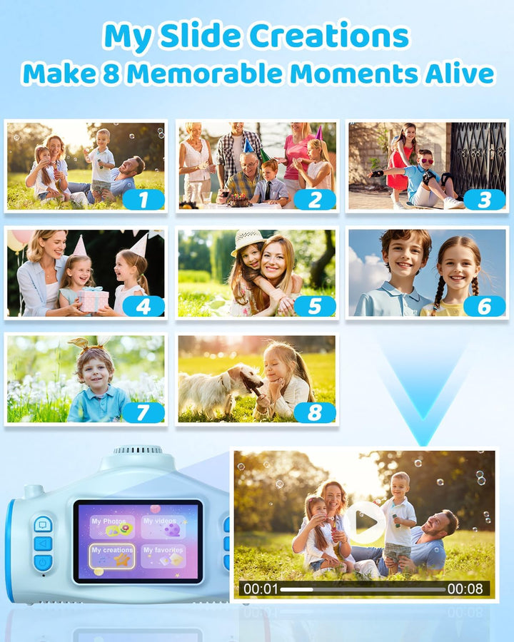 Cámara para niños con proyector, videocámara de video digital 1080P...