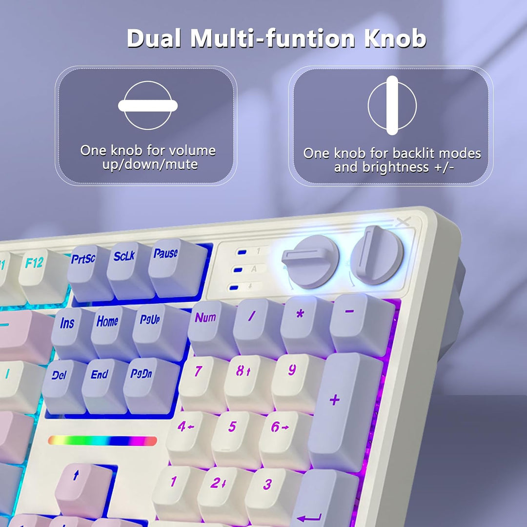E-YOOSO Teclado mecánico cremoso con cable, estructura de junta con...