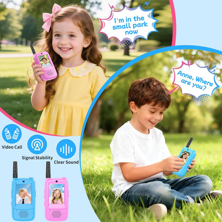 Walkie Talkies de video para niños, paquete de 2 walkie talkies rec...