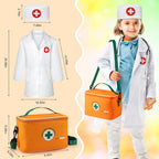 EFO SHM Kit de médico para niños, 34 piezas para niños pequeños de 3 a 5 años con bolsa de almacenamiento médico y estetoscopio real, para niños y niñas, divertido juego de rol, juego de doctor para