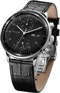 FEICE Relojes para Hombres Bauhaus Reloj Automático de Acero Inoxidable Reloj Mecánico Pulsera Casual Vestimenta para Hombres con Correas de Cuero Fecha -FM121