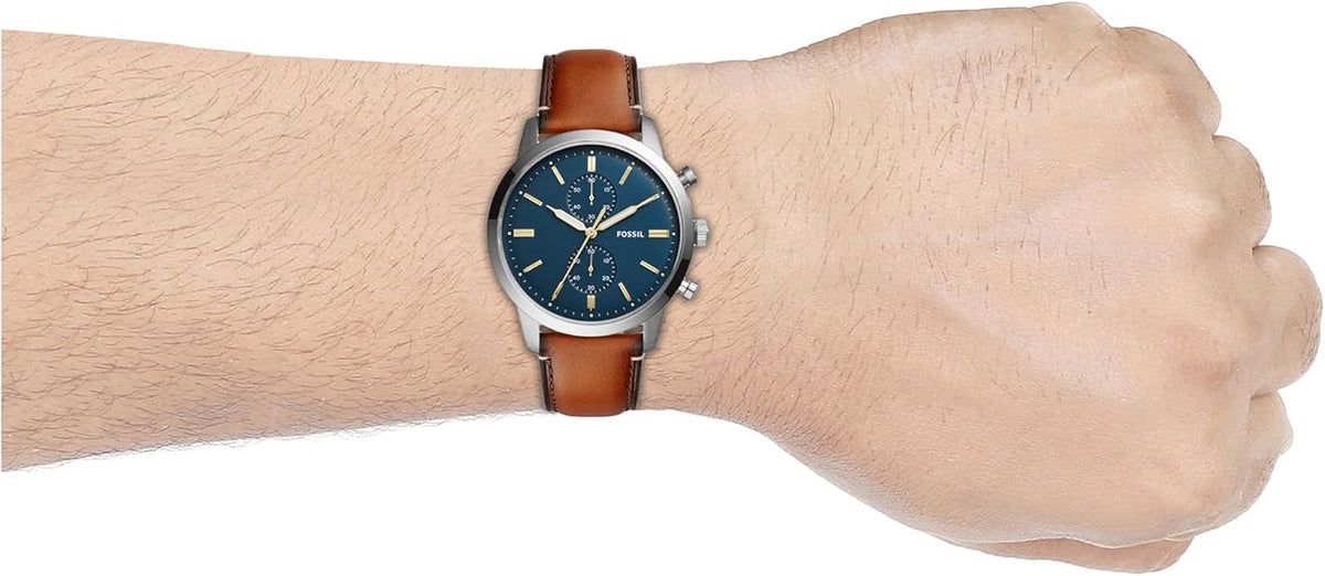 Reloj cronógrafo Fossil Townsman para hombre, cuarzo, acero inoxidable y correa de cuero