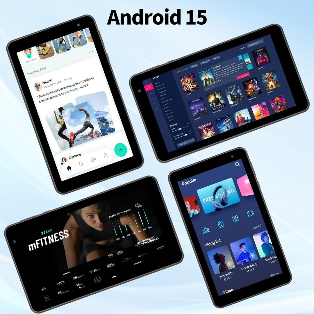 VASOUN Tableta de 7 pulgadas Android 15, 8 GB (3 GB + 5 GB ampliabl...