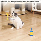 Migipaws Juguete automático interactivo para gatos con ventosa fuerte, alambre flexible de 27.6 in y diseño de doblez de bricolaje, juguete de ejercicio recargable para gatos con temporizador automático para gatos de interior (azul)