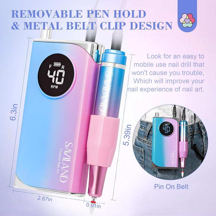SAVILAND Taladro de uñas eléctrico: Taladro de uñas profesional de...
